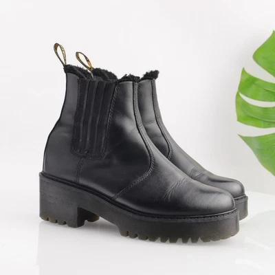 Bota Dr Martens Rometty para mujer talla 9 botín con plataforma forrada de piel negra y2K Foto 1 de 4