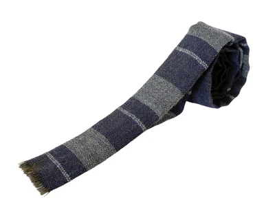 复古 Churchill Weavers 紧身方端流苏条纹领带 学院常春藤 — 第 1/4 张图片