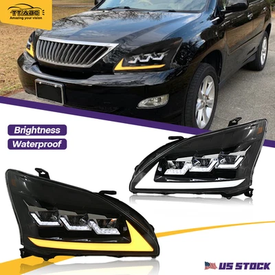 Pair LED Headlights For Lexus RX330 RX350 RX400H 2004-2009 w/Sequential Signal Foto 1 de 4