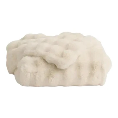 NWT Hythe Luxury Bubble Throw Blanket Ivory White 60”x50" Soft NEW $100 - Image 1 of 4