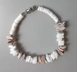 Vintage Puka Shell Bracelet 10mm 7.75 - Picture 1 of 5