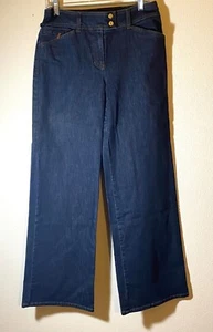 JONES NEW YORK SIGNATURE JEANS DONNA ELASTICIZZATO GAMBA LARGA TG 6 BLU VITA MEDIA. - Foto 1 di 7