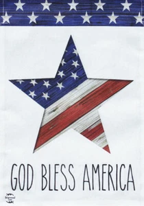 God Bless America Star Patriotic Burlap House Flag 28" x 40" Patriotic USA - Picture 1 of 4