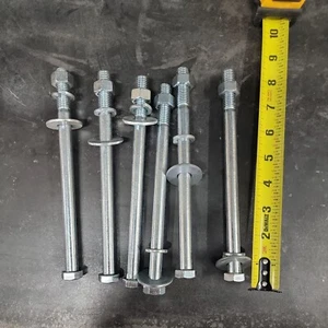 (6) 1/2-13 8 pulgadas pernos hexagonales grado 5 acero galvanizado con tuercas y arandelas incluidas - Imagen 1 de 5