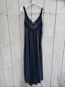 Vintage schwarz Undercover Wear SPITZE ÄRMELLOS LANG Sweep Nachthemd L siehe Hinweis - Bild 1 von 13