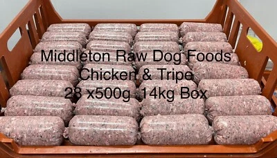 MIDDLETON RAW DOG FOODS Frozen Minced Green Tripe & chicken 28x500g chubs/rolls 14KG BOX BARF RAW DIET