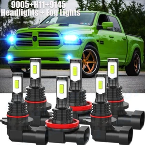 For 2009-2017 Dodge Ram 1500 6x LED Headlight + Fog Light Bulbs Combo Kit 8000K - Picture 1 of 12