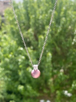 Collana Con Zircone In Argento 925 Con Perla Naturale - Immagine 1 di 4