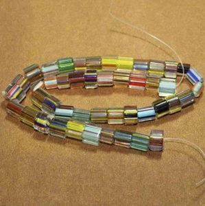 Glass Beads Tube Shape 5 Strings For Craft Jewelry Making Multicolor 10mm - Picture 1 of 2