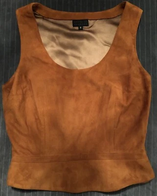 Douglas Hannant Cropped Suede - Rust/Orange Tank Top Size 6 - Photo 1/4