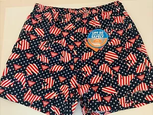 COLUMBIA PFG MENS SWIM TRUNKS M Patriotic Print Red White Blue Fish Flag - Picture 1 of 5