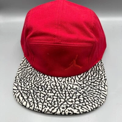 Chapéu Air Jordan masculino vermelho 5 painéis cimento elefante alça traseira boné - Imagem 1 de 4