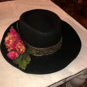 BLACK WOOL HAT 100% WOOL BLACK MADE IN USA WPL 4384 - Picture 1 of 4