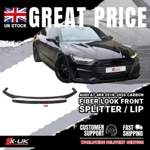 Audi A7 4K8 2018–2020 Front Splitter Lip – Carbon Fibre Look 2-Piece Kit - Picture 1 of 14