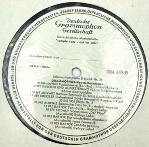 DGG 004 253 MOZART, HAYDN, GRIEG, SCHUMANN, SCHUBERT, White PROMO VG+ TO NM - Picture 1 of 6