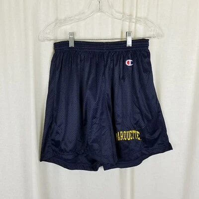 Vintage Champion Marquette Mesh Shorts Mens L 36-38 Navy Blue Drawstring NCAA - Image 1 of 4