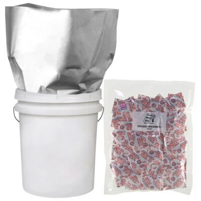 FOOD MAGIC SEAL 50-1 GALLON 10x16 Mylar Bags 5.25 MIL + 50-600cc Oxygen Absorbers Food Storage