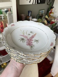 Insalatiera Carl Schumann Baviera fiori rosa e oro 8" zuppiera smerlata vintage Cina - Foto 1 di 7