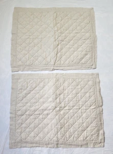 2 Pottery Barn Linen Diamond Quilted Pillow Shams Standard Light Taupe 30x24 - Picture 1 of 10