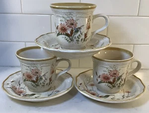 3-Mikasa EB805 Garden Club FIELD BOUQUET Pink Floral - Coffee/Tea Cup and Saucer - Picture 1 of 18