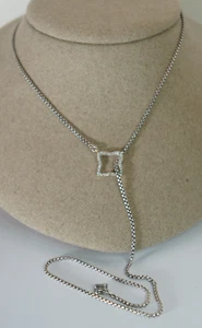 David YURMAN 925 Silver 750 Diamond .25 TCW Quartrefoil Lariat Necklace $1295.00 - Picture 1 of 9