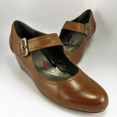 Ros Hommerson HAVANA Correa al Tobillo Cuña Mujer Talla 10.5N Cuero Marrón Mary Jane Foto 1 de 4