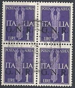 1944 RSI GNR VERONA USATO POSTA AEREA 1 LIRA QUARTINA - RSI129 - Imagen 1 de 1