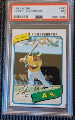 1980 TOPPS #482 RICKEY HENDERSON NOVATO RC CLASSIFICADO PSA 7 QUASE PERFEITO PÁTIO DE ATLETISMO - Imagem 1 de 2