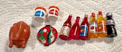 Vintage Miniature Dollhouse Doll House 10pc Food Bottles Roasted Turkey - Image 1 of 4