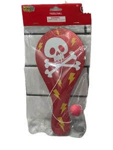 Plastic Paddle Ball w/ String Attached Classic Retro Toys for Kid Skulls - Picture 1 of 3