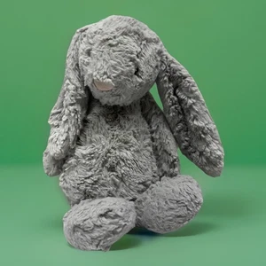 Peluche Jellycat London Bunny, Bashful Bunny grigio morbido indossato usato - Foto 1 di 14