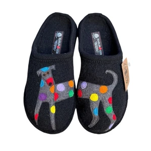 Haflinger Damen Hausschuhe Hausschuhe gekochte Wolle Jack the Dog schwarz 11 42 S5 - Bild 1 von 7