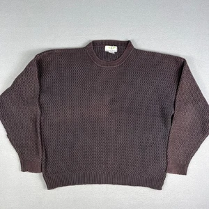 Vintage strukturierter Strickpullover mit Rundhalsausschnitt Herren Large braun verwaschen Pullover lässig 1990er - Bild 1 von 9