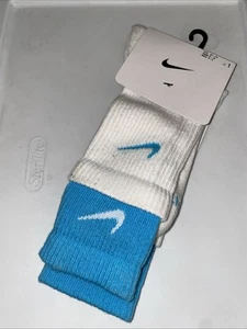 Nike Cushioned Crew Socks White Blue DD2795-103 Women’s Sz Medium 6-10 Men’s 6-8 - Picture 1 of 6