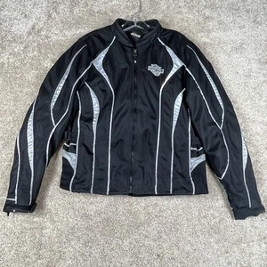 Harley Davidson Ridng Jacket Womens L Black Mesh Reflective Liner NO ARMOR - Picture 1 of 17