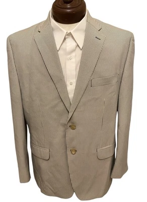 Blazer Clásico LAUREN RALPH LAUREN 44S Seersucker Azul + Crema Preppy *Como Nuevo* Foto 1 de 4