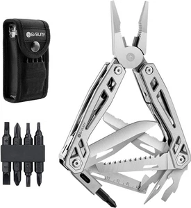 BIBURY 21-in-1 Multitool Pliers, Multi-Purpose Pocket 21 in 1 White, Silver  - Picture 1 of 7