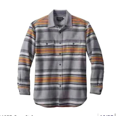 MENS PENDLETON SURF SERAPE BEACH SHIRT GRAY STRIPE  SIZE M 100% Cotton - Image 1 of 4