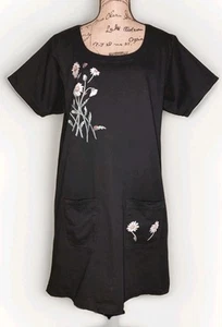 Bali Boutique - Beautiful Black 100% Cotton Daisy Sheath Dress - Women's Size XL - Picture 1 of 3