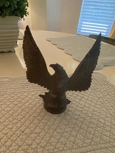 Vintage 20. Jh. Metallguss Amerikanischer Weißkopfseeadler Fahnenmast Aufsatz Americana - Bild 1 von 16