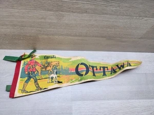 Vintage Antique Felt Souvenir Pennant Ottowa Canada Mountie 23"  - Picture 1 of 6