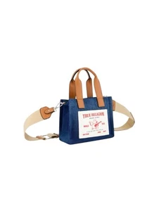 NWT True Religion Denim Tote Bag Iconic True Religion patch on front - Picture 1 of 5