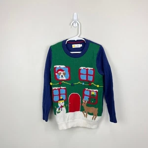 Mini Boden Festive Graphic Crew Sweater Highland Green Sprout House Boys 6-7 - Picture 1 of 8