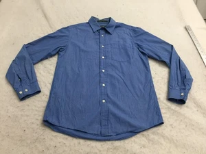 Eddie Bauer Dress Shirt Mens M Medium Classic Blue White Striped Long Sleeve - Picture 1 of 13