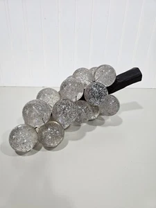 Grappolo uva lucite vintage colore chiaro/argento marrone e stelo dipinto 20 palline - Foto 1 di 10
