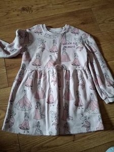 Girls Size 7-8 Years Pink Disney Princess Dress, Long Sleeved Fleecy Inside - Picture 1 of 6
