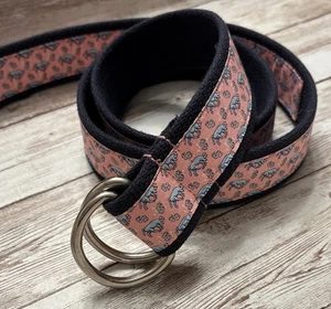 Vineyard Vines Bull $ Stock D Ring Navy Pink Fidelity Capital Market Belt Size M - Picture 1 of 7