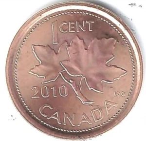 2010 Canadian Brilliant Uncirculated Zinc One Cent Elizabeth II Coin! - Bild 1 von 2