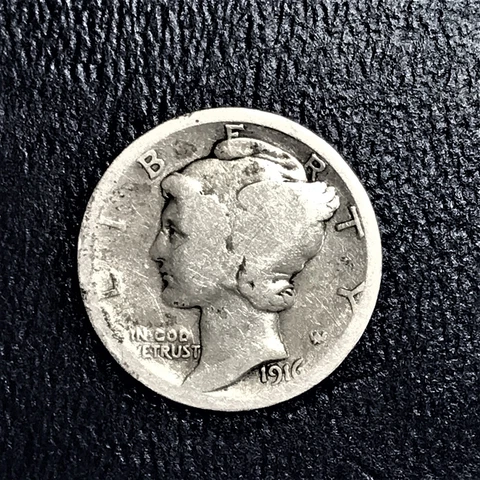 1916 P Mercury Winged Liberty Head Dime 90% Silver G Cover