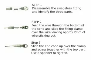 4 mm Draht Kabel Seil Auge Rigging Terminal Swagellos Zum Selbermachen Passform Edelstahl 316 - Bild 1 von 4